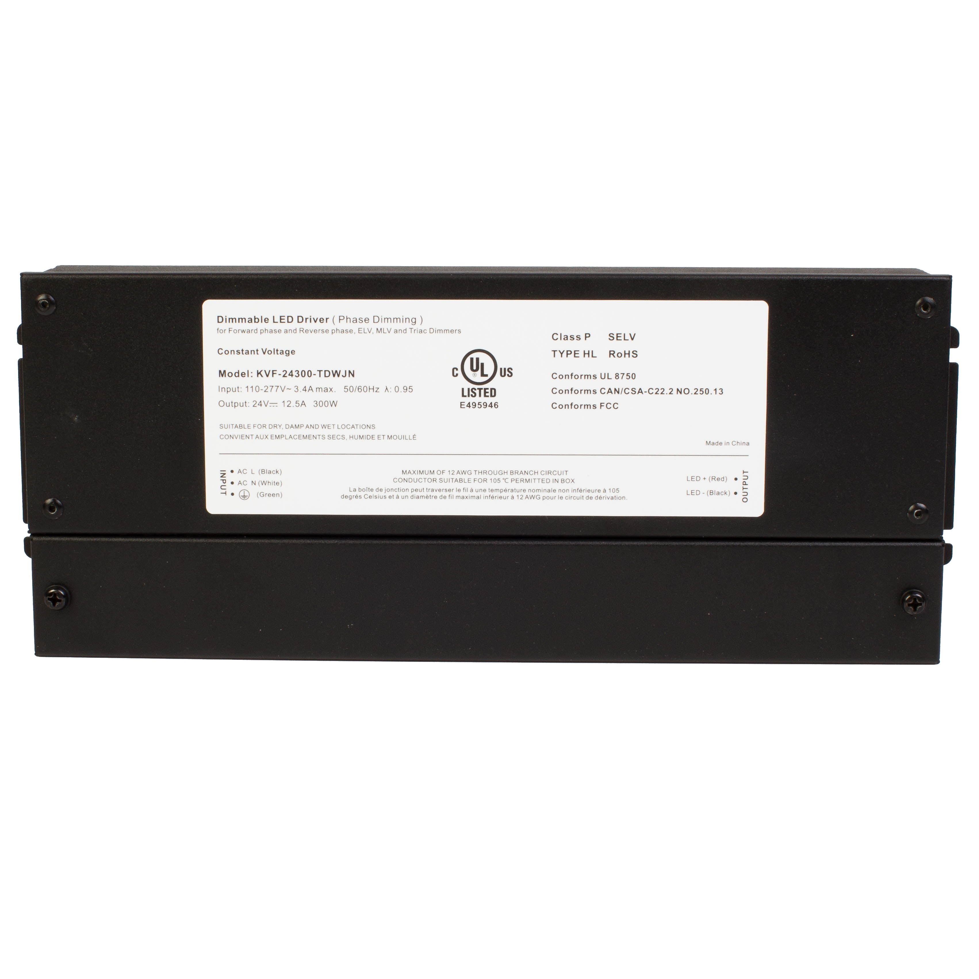UL listed 24v 12.5 Amp 300w dimmable Power supply Driver
