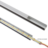 40" Deep U Aluminum Channel with Cover & Mounting Clips for LED Strip Light - Fits 6mm to 13mm (6pk)