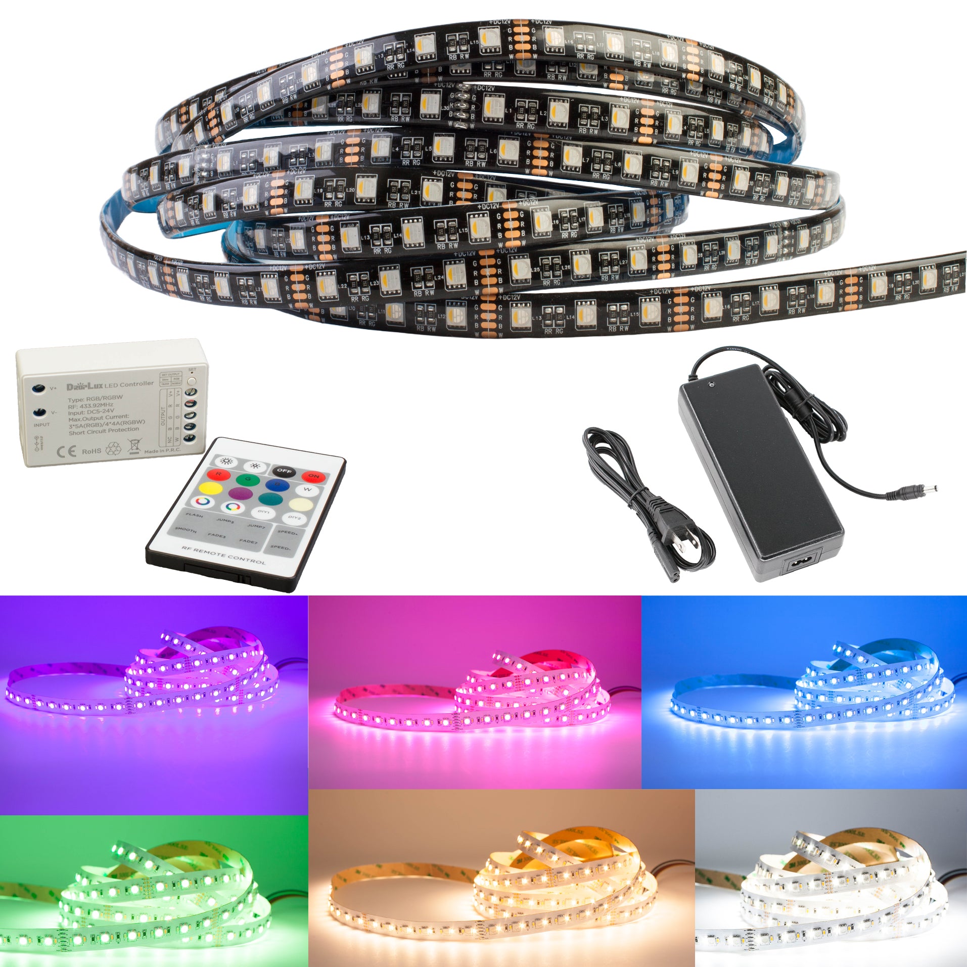 12v RGB + Warm White waterproof 4 in 1 Multi color change LED Light