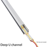 40" Deep U Aluminum Channel with Cover & Mounting Clips for LED Strip Light - Fits 6mm to 13mm (6pk)