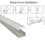 5ft U Aluminum channel with Cover & Mounting Clips for LED Strip Light - Fits 6mm to 13mm (10pk)