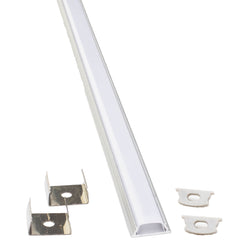 40" U Aluminum Channel with Cover & Mounting Clips for LED Strip Light - Fits 6mm to 10mm (6pk)