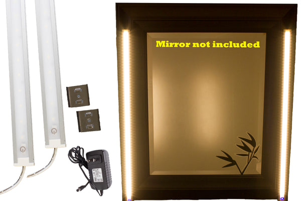 LED Light Strip For Makeup Mirror – Warm White With Dimmer & UL Power Adapter