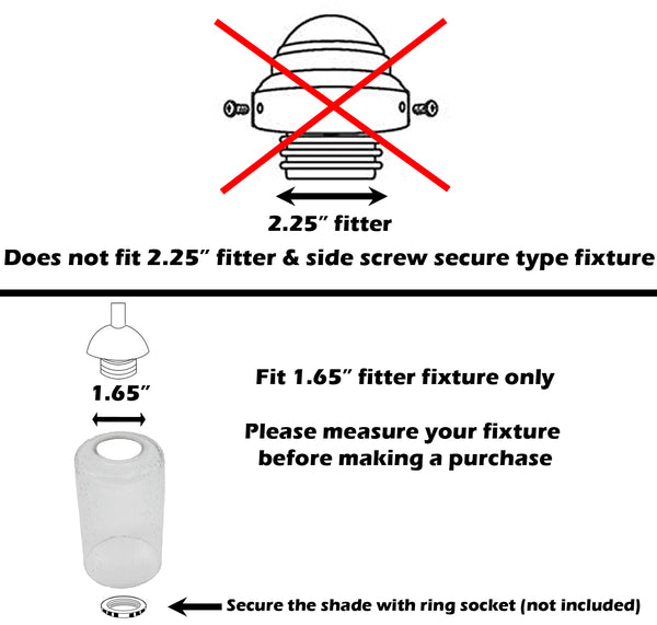 Bubble Glass Cylinder Shades Accessory Glass Lamp Fixture Shade Replacement  with 1-5/8 Inch Fitter Multiple Specifications (Bubble)