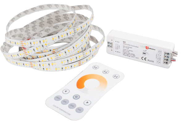 CCT LED Strip Controller with Wireless Remote for Warm White (2700K) to  Cool White (6500K) 2 in 1 Dual Color LED Strip Light