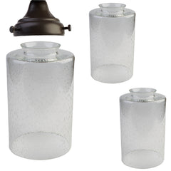 3 Pack clear bubble seeded glass shade cylinder screw fixed for ceiling fan & light fixture