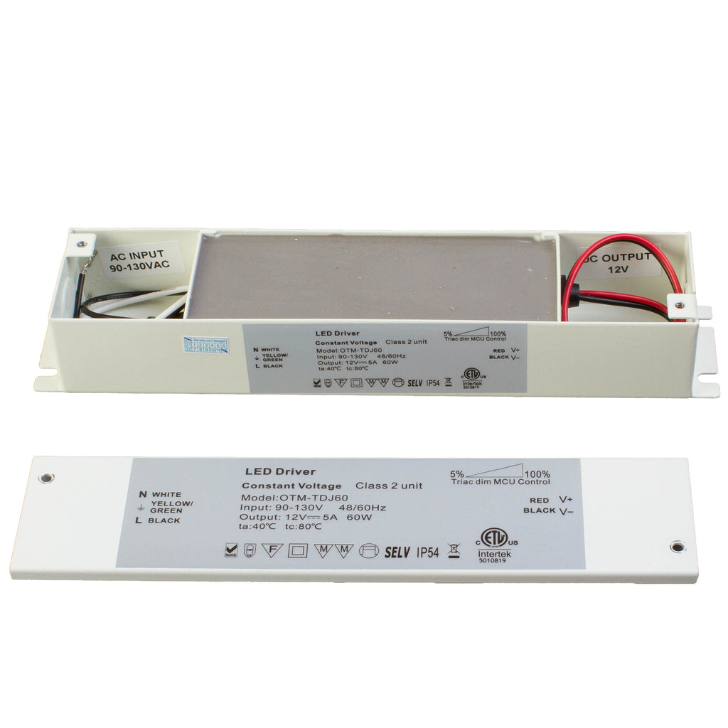 ETL Listed 12V 5A 60w Class 2 Triac Dimmable Power Supply with Junction box built-in