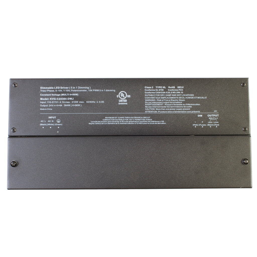 UL listed 24v 384w 4 channels 96w 0-10V TRIAC dimmable Class 2 LED Driver