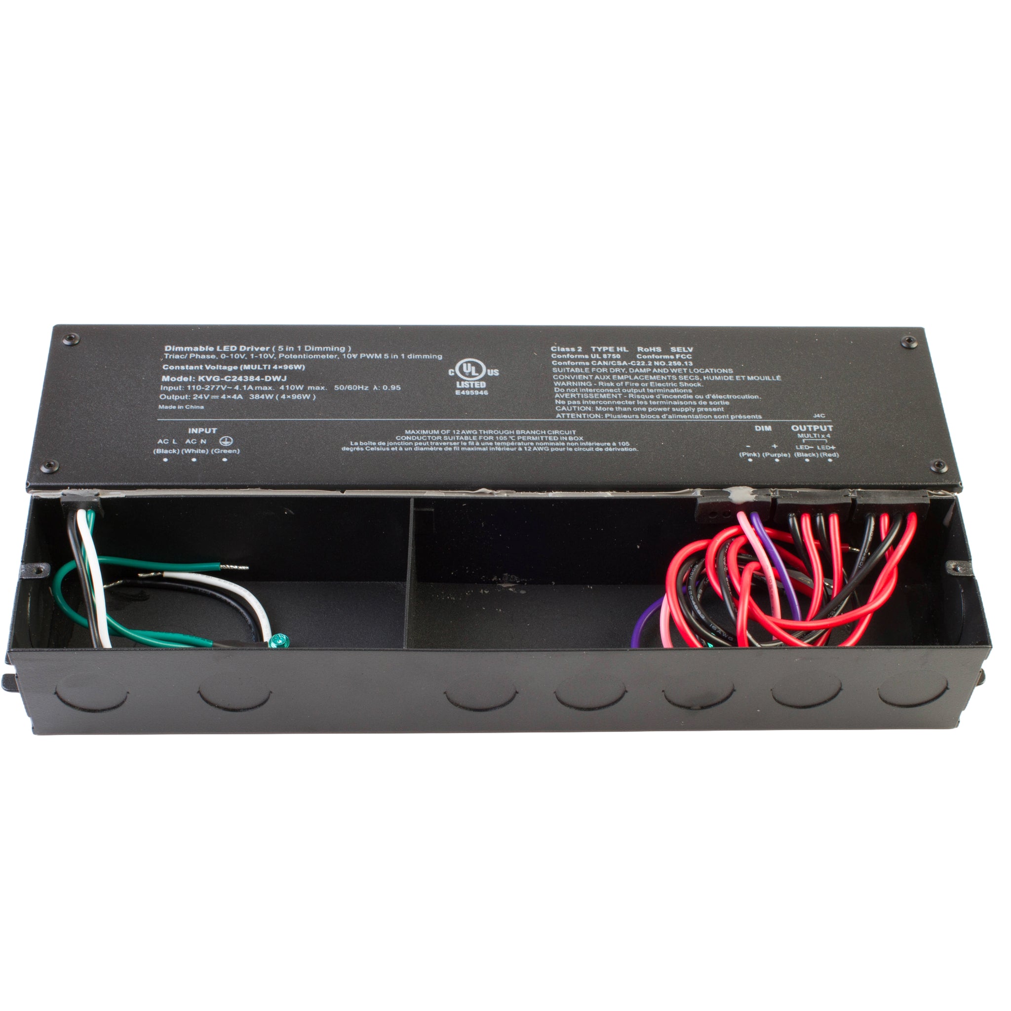 UL listed 24v 4x (96w) 384w 0-10V TRIAC dimmable Class 2 LED Driver ...