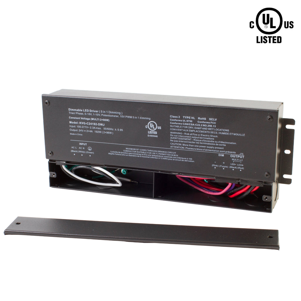 UL listed 24v 192w Class 2 (96wx2) 0-10V TRIAC dimmable LED Driver