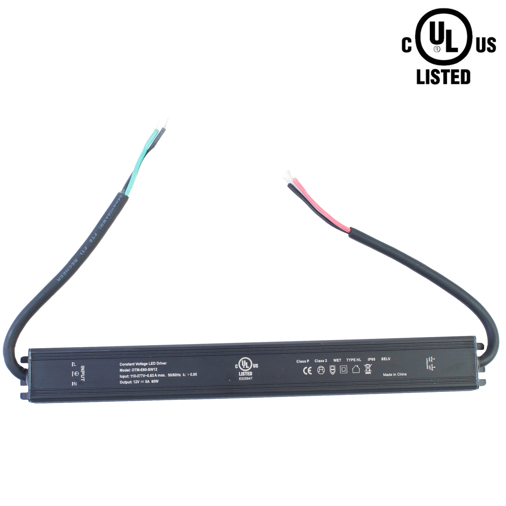 UL Listed 12V 5A 60w Class 2 waterproof linear LED Driver power supply ...