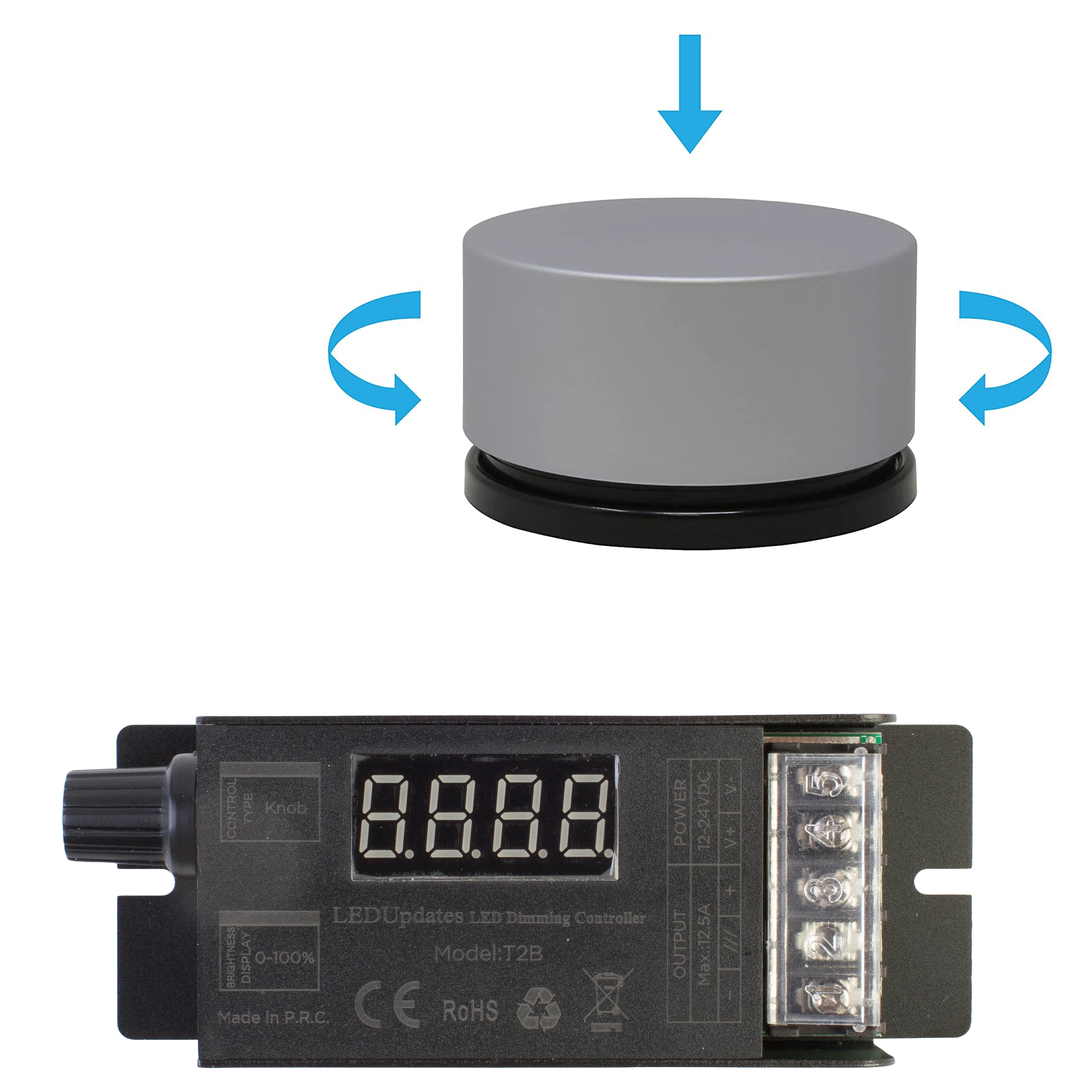 Light Switch Controller Module Heavy Duty LED Light Controller support up to 300w with round wireless ...