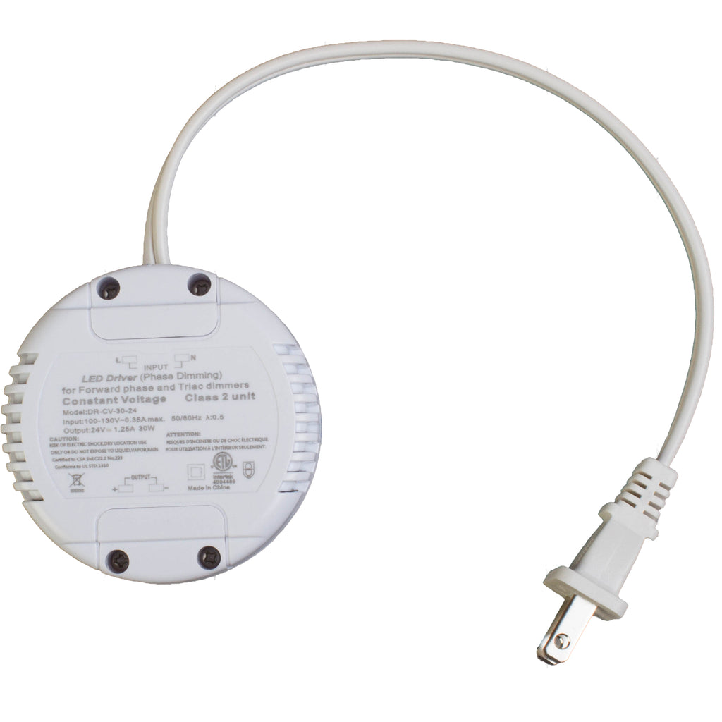 ETL Listed 24V 1.25A 30w Class 2 Triac Dimmable power supply round shape driver