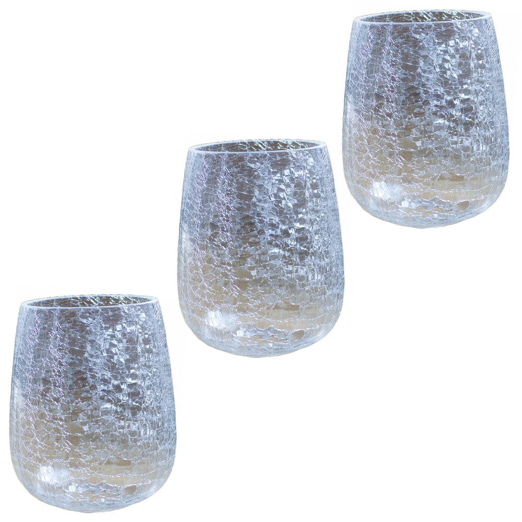 3 Pack crackle glass globe shade 5" width for light fixture upgrade replacement