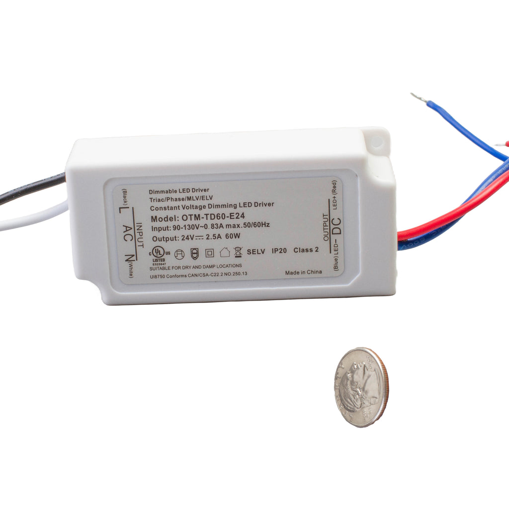 UL listed 24v 2.5 Amp 60w Dimmable Class 2 Mini size electronic LED Driver