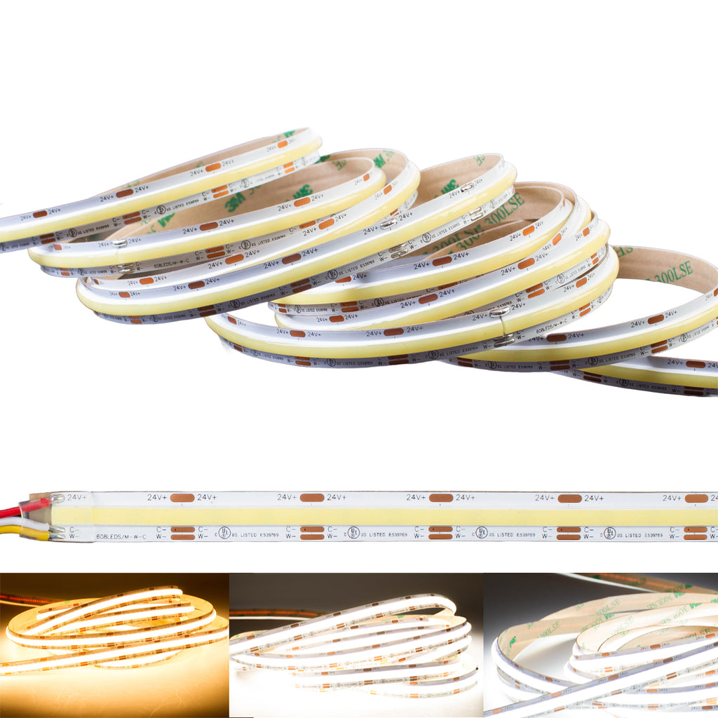 24v CCT COB Series 2700K to 6500K Adjustable warm white to Pure white LED strip light