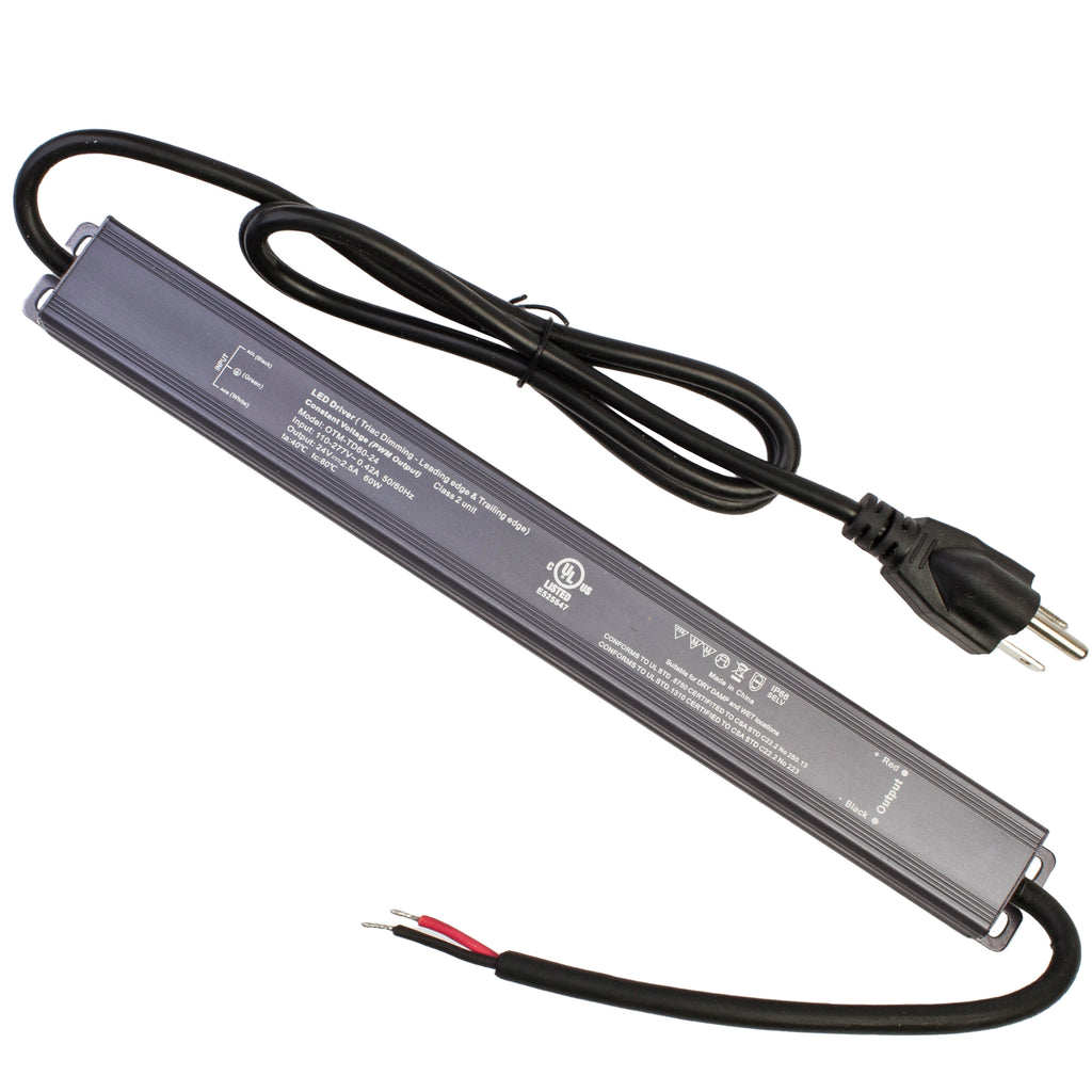 UL Listed 24V 2.5A 60w Class 2 Triac Dimmable waterproof linear LED driver