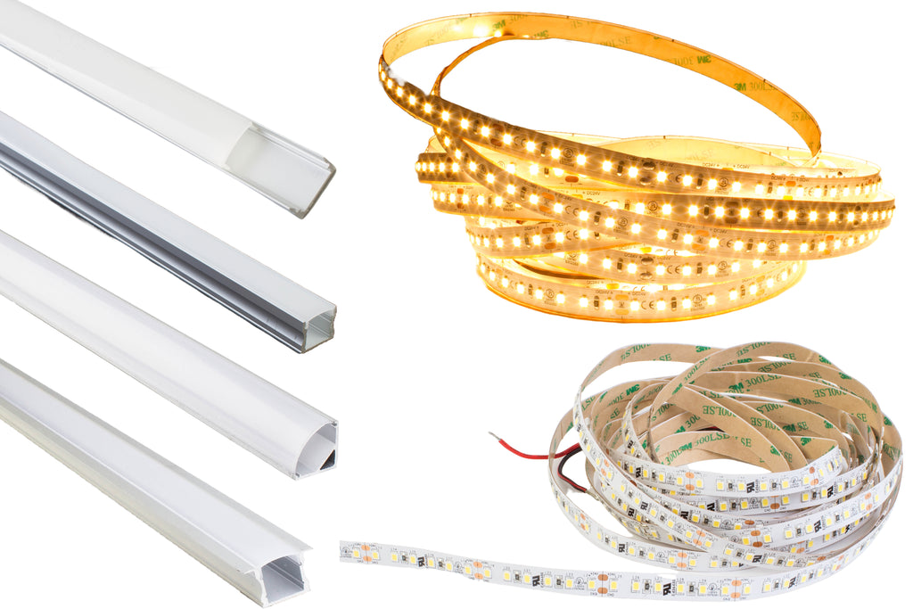 24v Premium Super Bright Series 2700k Warm white color LED strip light + Aluminum Channel