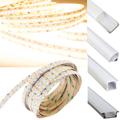 24v Ultra Premium Super Bright Series CRI 95 3000k Warm white color LED strip light + Aluminum Channel