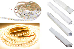 24v Premium Super Bright Series CRI 95 3000k Warm white color LED strip light + Aluminum Channel