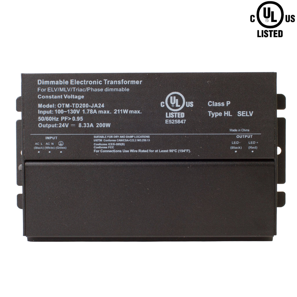 UL listed 24v 8.33 Amp 200w Triac electronic dimmable LED Driver