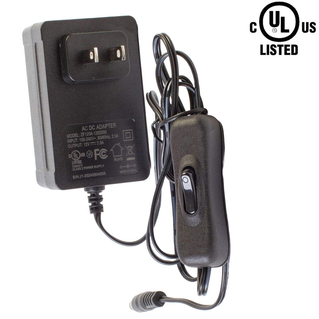 UL Listed 12v 24w Class 2 Power Supply Driver with on/off switch