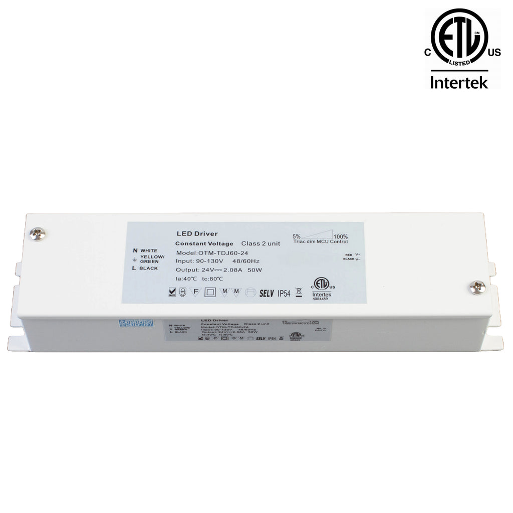 ETL Listed 24V 50w Class 2 Triac Dimmable Power Supply with Junction box built-in