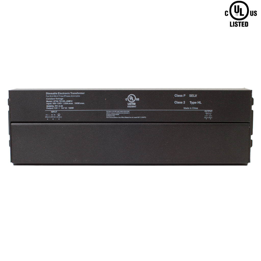 UL Listed 12V 180w (60w x 3) Class 2 Triac Dimmable LED driver