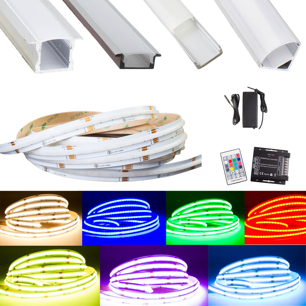 24V COB RGB + WARM WHITE 4 IN 1 MULTI COLOR CHANGE LED LIGHT + Aluminum Channel