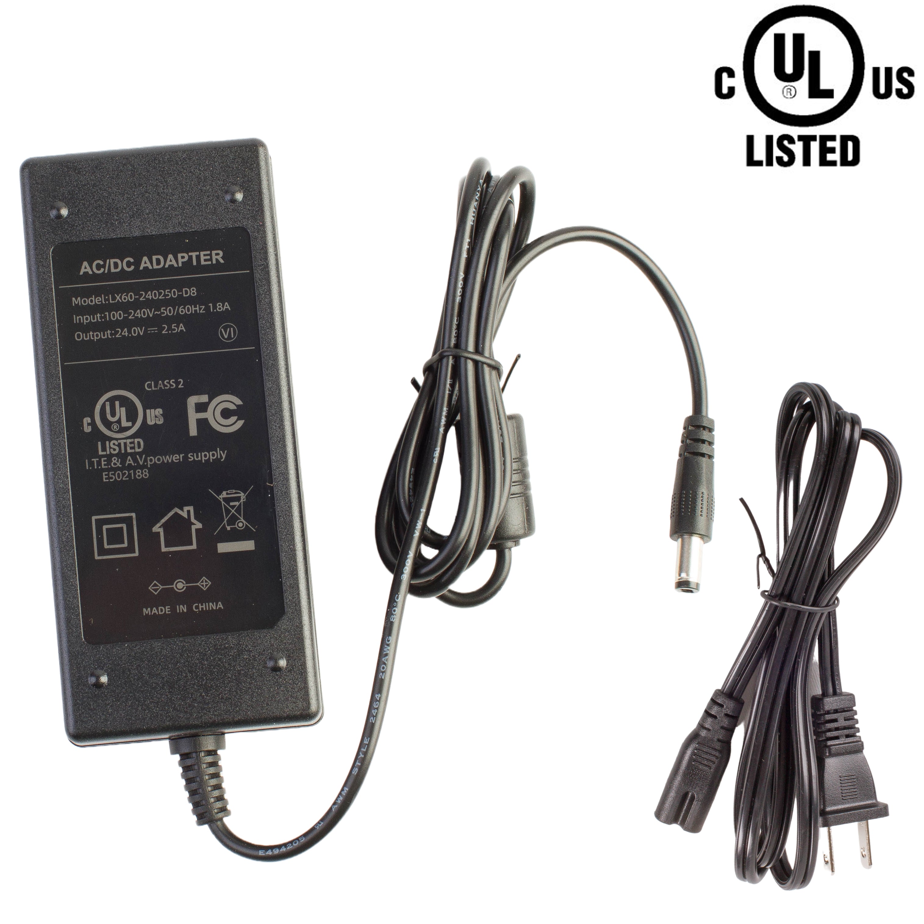 UL listed 24v 2.5 Amp 60w Class 2 Power supply Driver AC adapter