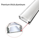 5ft U Aluminum channel with Cover & Mounting Clips for LED Strip Light - Fits 6mm to 13mm (10pk) (Medium Size)