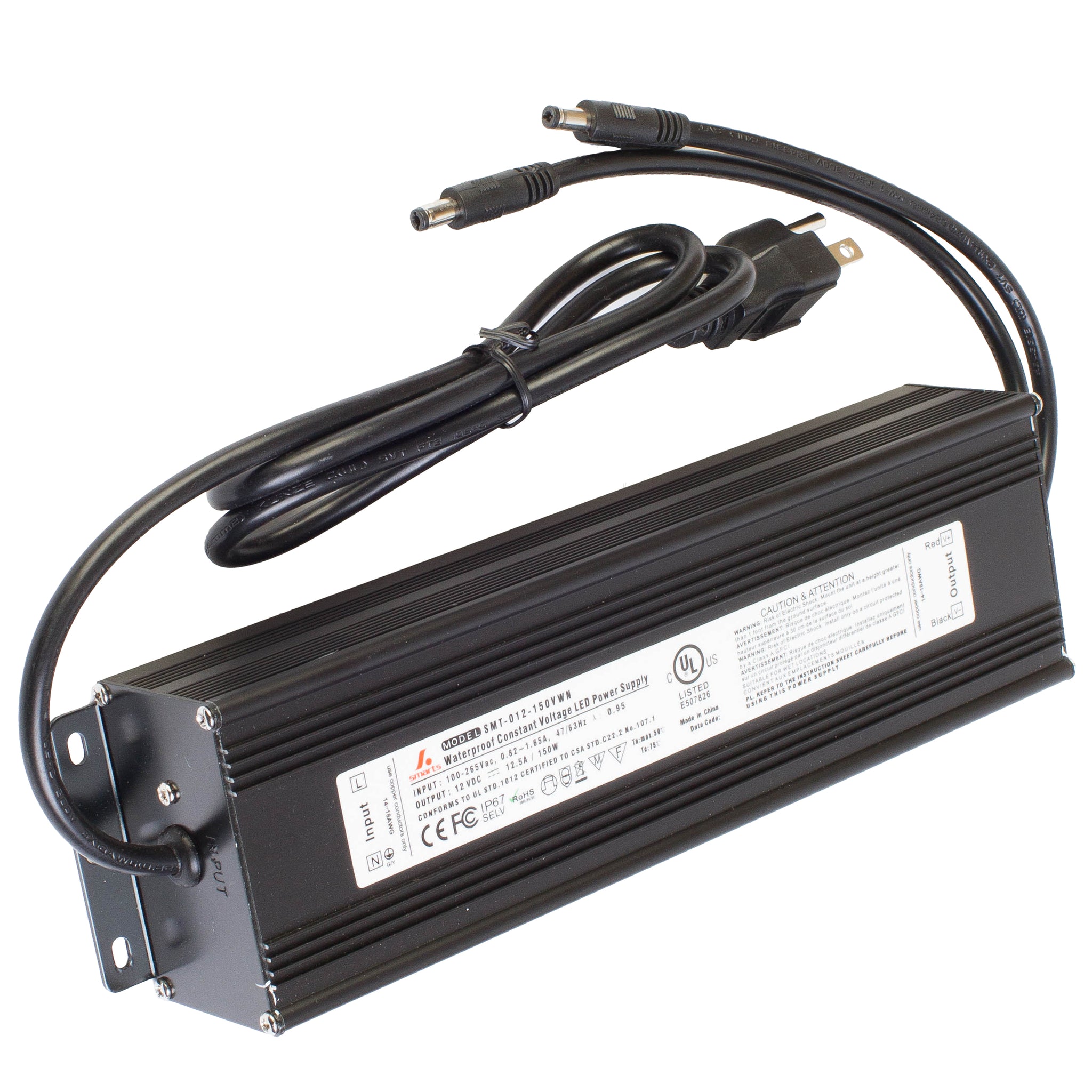 UL Listed LED Sign Driver 12v 12.5 Amps 150w IP67