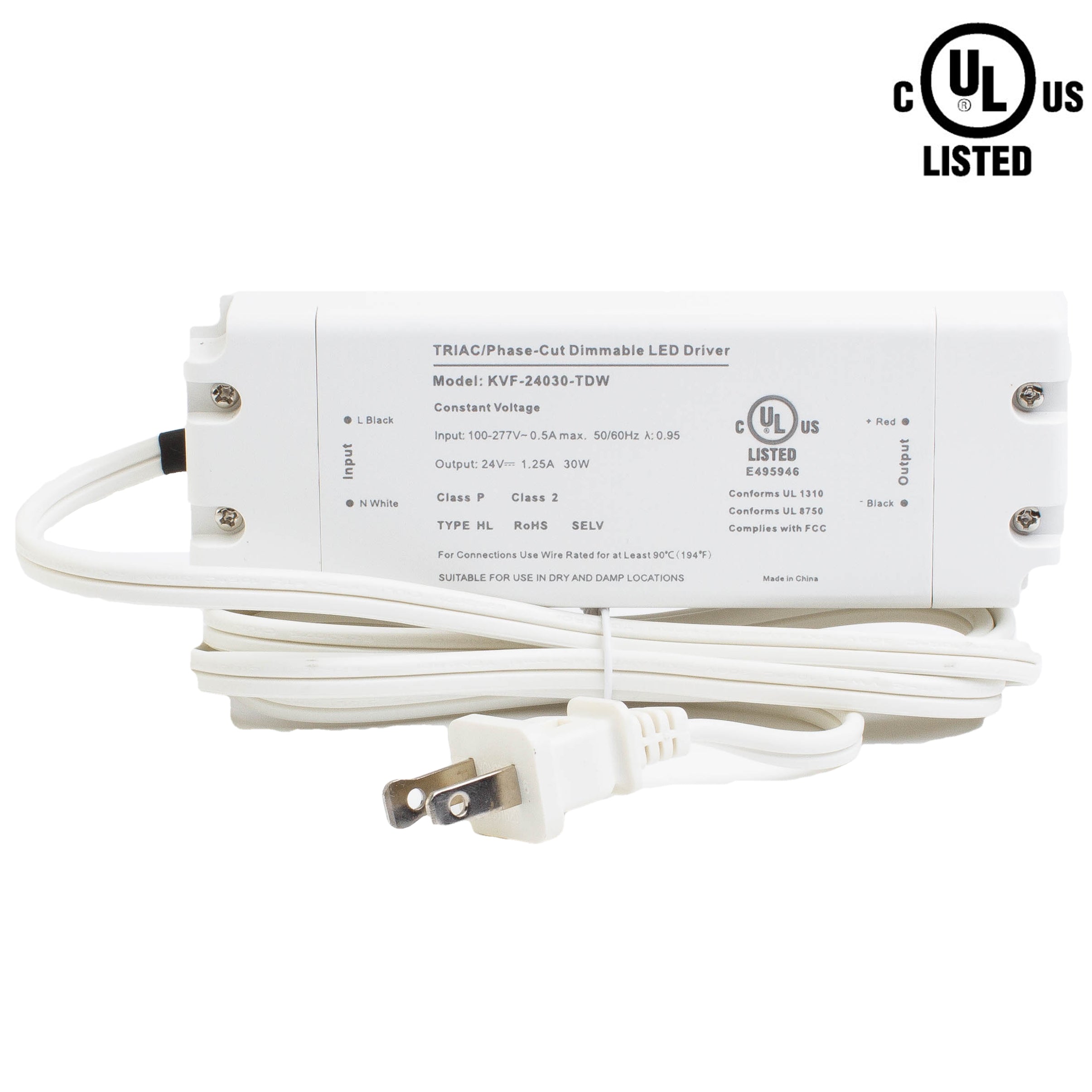 UL Listed 24V 1.25A 30w Class 2 Triac Dimmable Power Supply Driver