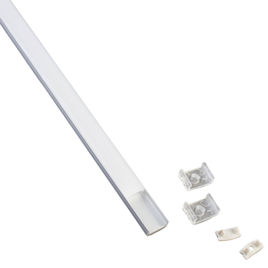 40" U Aluminum Channel with Cover & Mounting Clips for LED Strip Light - Fits 6mm to 13mm (6pk)