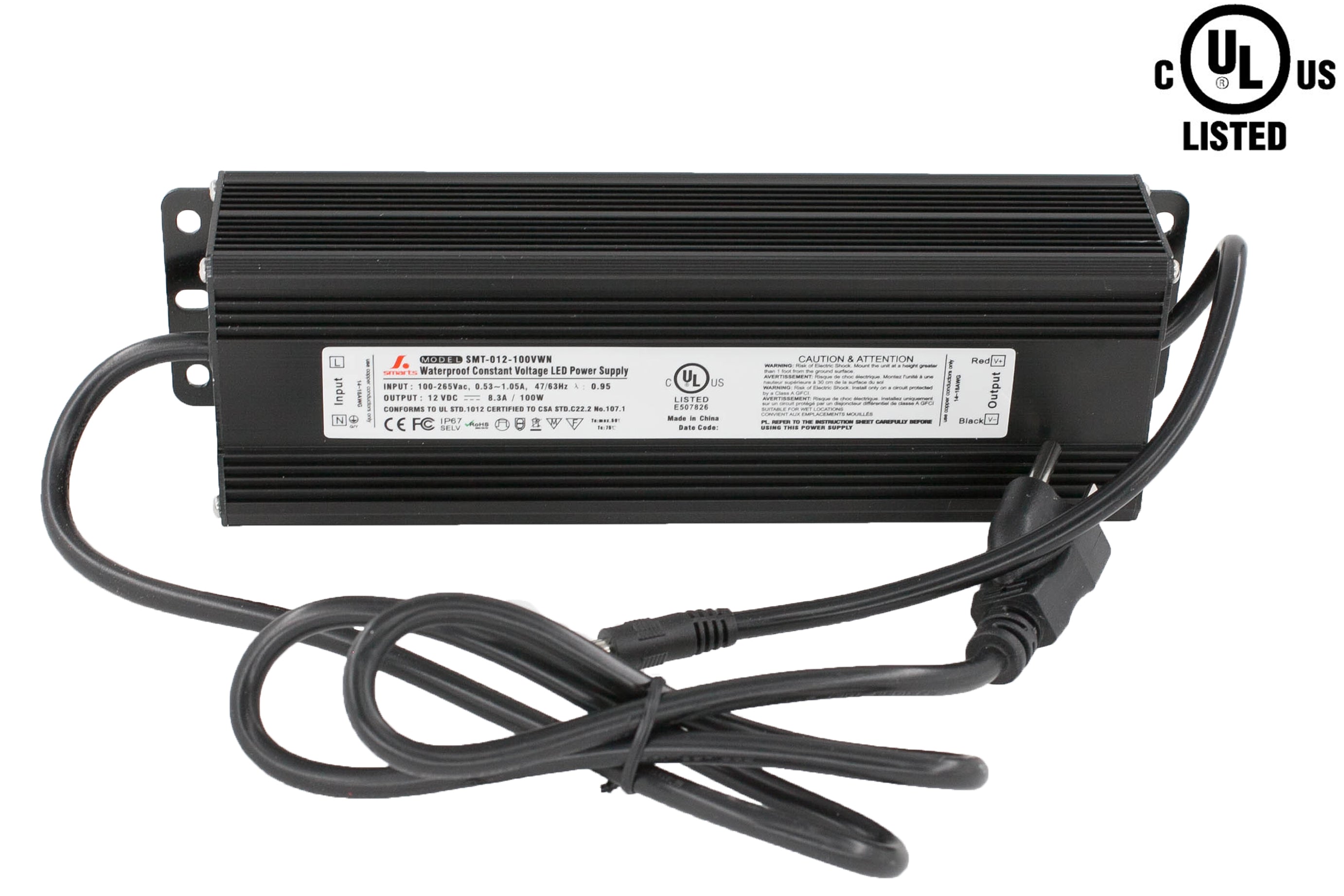 UL Listed 12v 8.3 Amps 100w Constant Voltage waterproof Power Supply Driver