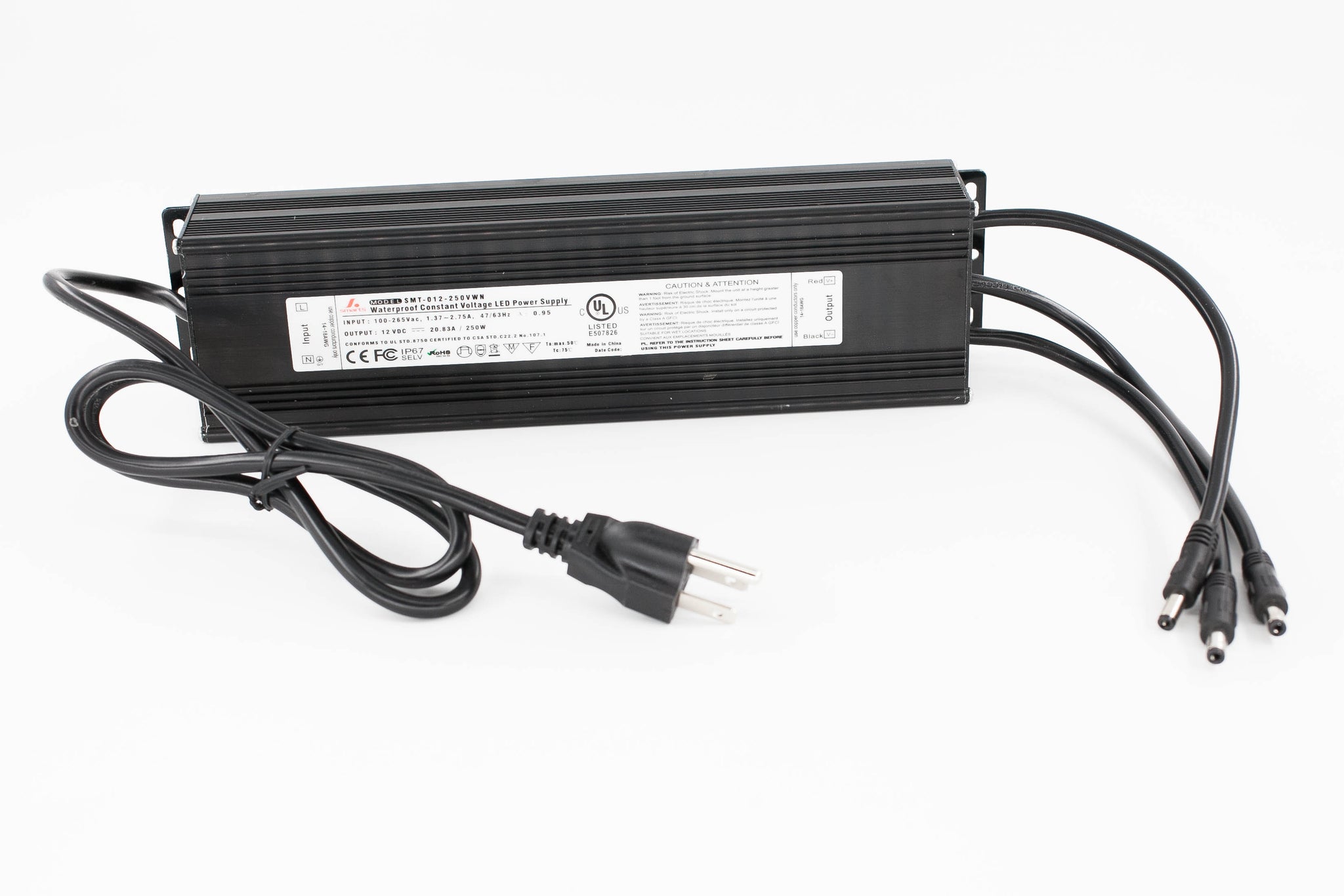 UL Listed 12V 250W 20.83 Amps LED Light Power Supply IP67 Waterproof