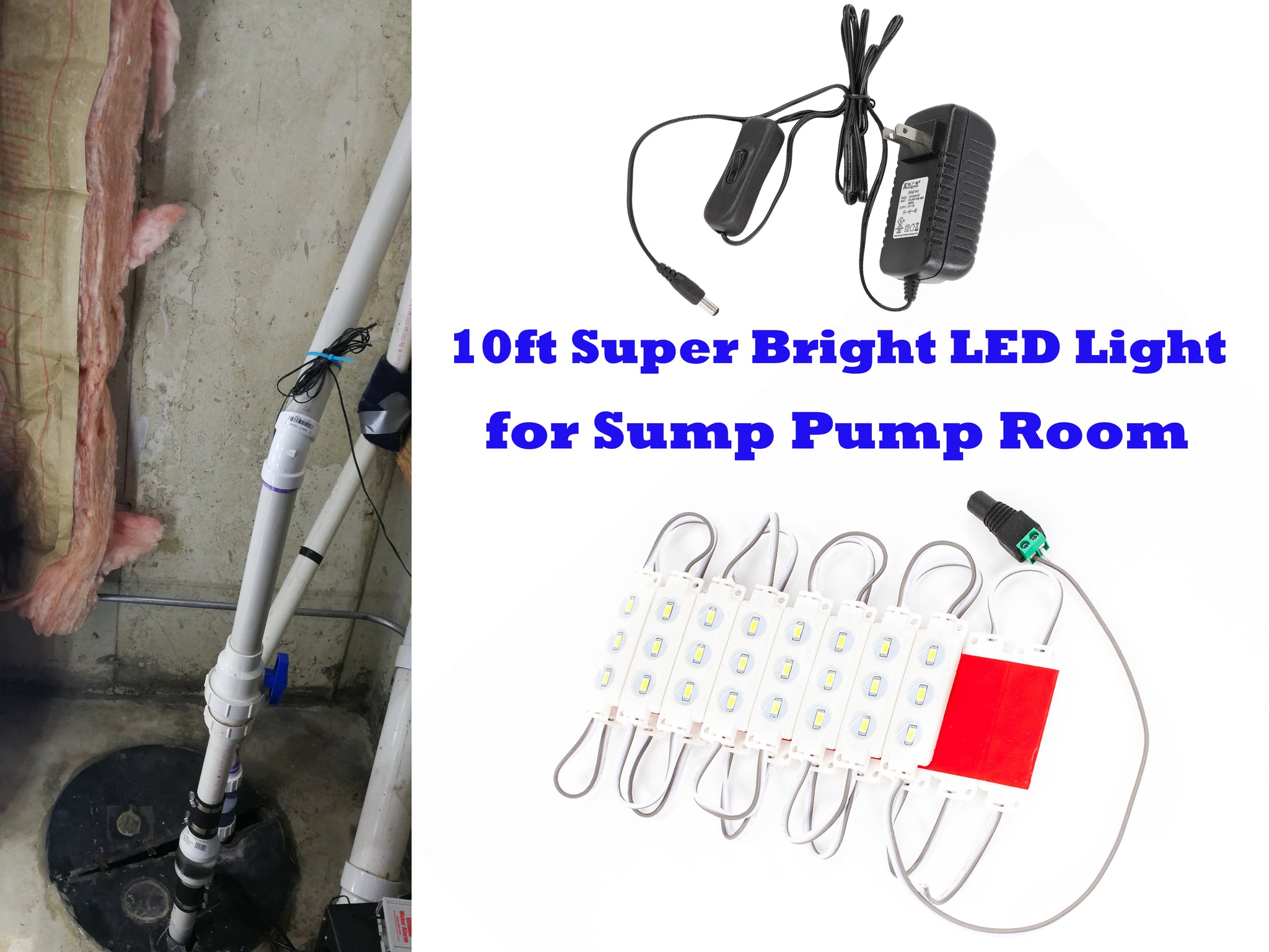 Sump Pump Room LED Light with Toggle on/off Switch | LEDUpdates