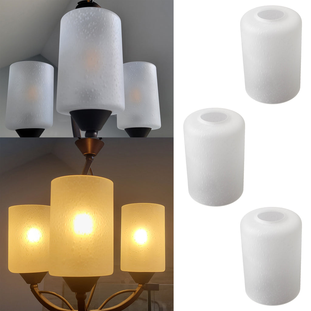 3 Pack frosted seeded cylinder glass shade for light fixture