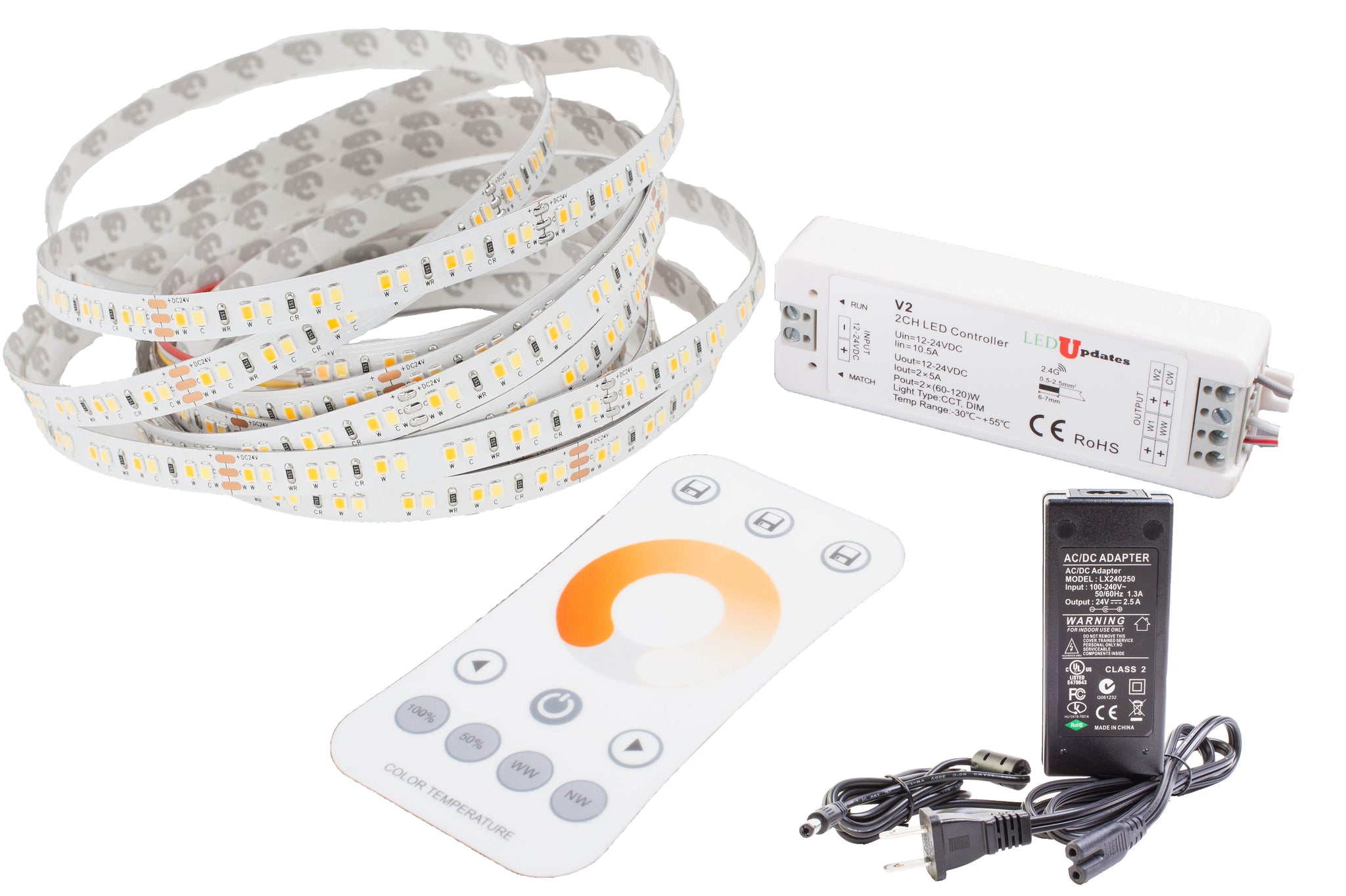 LED Strip 3528 TUNABLE WHITE (2700-6500K)(H) 72W 500CM 24V IP20