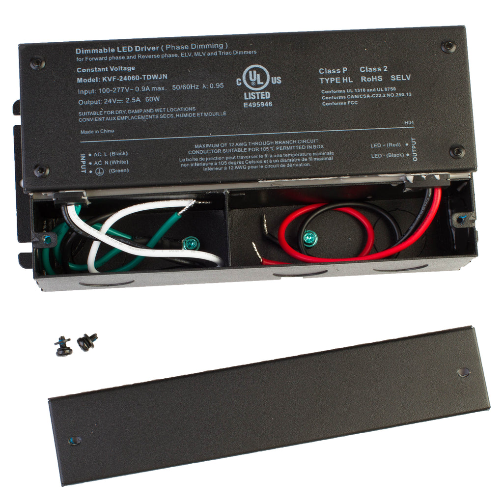 UL Listed 24V 60w Class 2 Triac Dimmable Power Supply with Junction box built-in