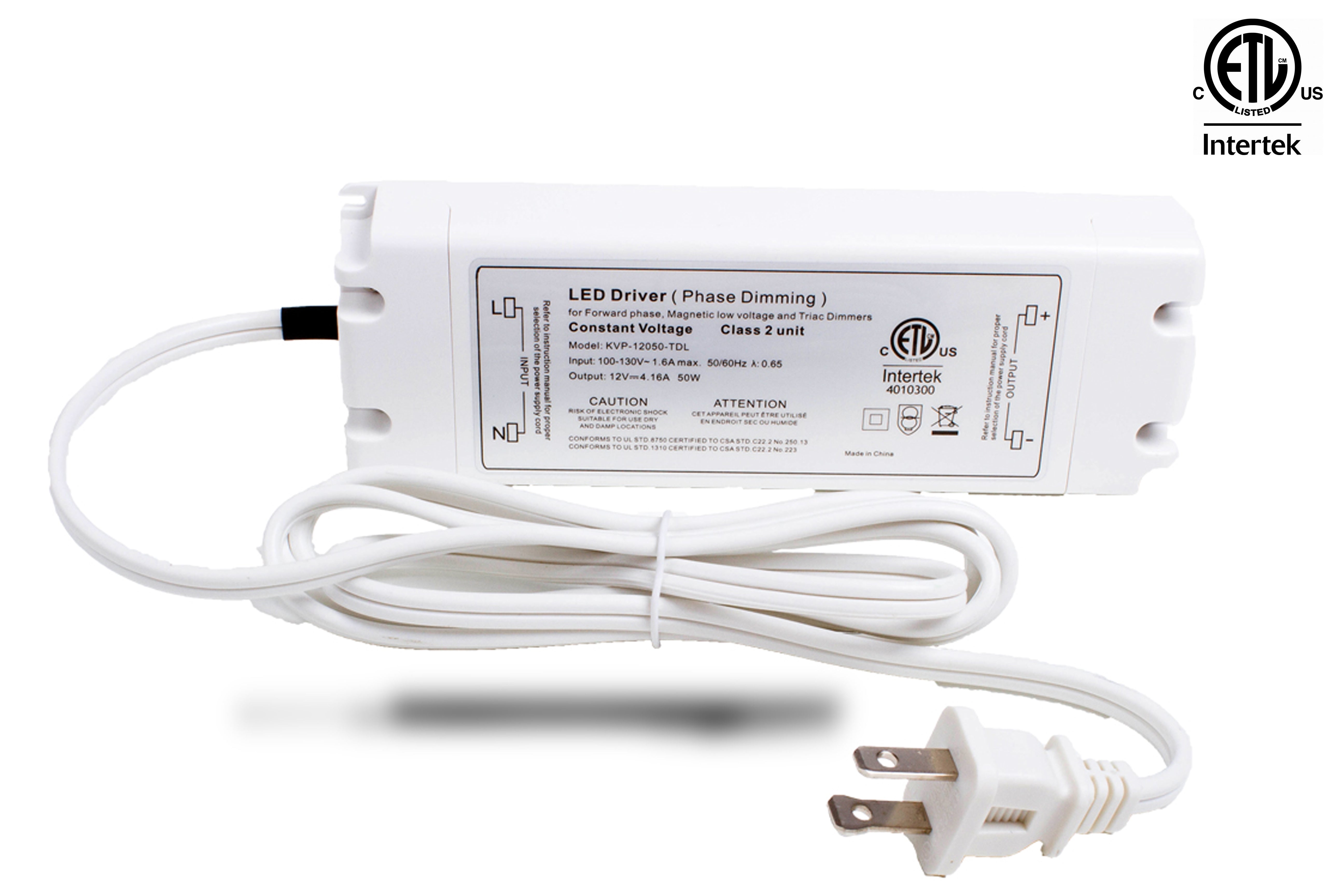 ETL Listed 12V 4.16A 50w Class 2 Triac Dimmable Power Supply